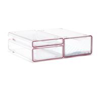 TATAY Caja de almacenamiento para frigorífico, juego de 3 unidades, tamaño pequeño, mediano y grande, organizador para frigorífico con cajón extraíble y rejilla de descongelación, modular y apilable