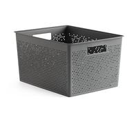 Tatay Cesta Almacenaje Plastico 20 L Bohol | Caja Organizadora | Ventilación Óptima | Sistema Modular Apilable | Asas Integradas | Plástico Reciclado Libre BPA | 30x39x21,5 cm, Gris