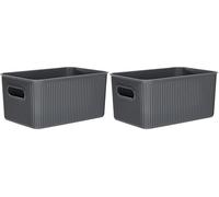 Tatay Caja Organizadora Rectangular Baobab, 5L de Capacidad, de Polipropileno, Libre de BPA, Color Gris Antracita, Medidas 18.1 x 27.2 x 13 cm (Paquete de 2)