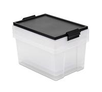 Tatay Cajas Almacenaje Plastico 35 L Multiusos - Style | Set de 3 Unidades | Tapa con Bisagra Incluida | Diseño Apilable y Ligero | Plástico Libre de BPA | 37x51x26 cm, Negro