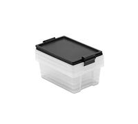 Tatay Cajas Almacenaje Plastico 7 L Multiusos - Style | Set de 3 Unidades | Tapa con Bisagra Incluida | Diseño Apilable y Ligero | Plástico Libre de BPA | 25x36x13,5 cm, Negro