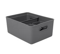 Tatay Cajas Organizadoras Baobab Diseño Compacto Cestas Almacenaje Plástico | Cajas Organizadoras | Set de 4 Piezas | Medidas 29,4x38,5x16 cm | Plástico Reciclado | Sin BPA | Asas Integradas, Gris