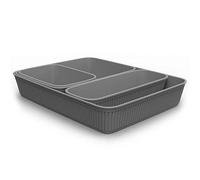 Tatay Cajas Organizadoras Baobab | Set de 4: A6 + A5 + A4 + Slim | Cestas Almacenaje Plastico | Diseño Elegante Funcional | Orden Hogar y Oficina | Plástico Reciclado Libre de BPA, Gris
