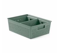 Tatay Cestas Almacenaje Plastico Bohol | Set de 3 Cajas Organizadoras | Ventilación Óptima | Sistema Modular Apilable | Asas Integradas | Plástico Reciclado Libre BPA | 30x39x13,5 cm, Verde