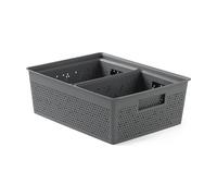 Tatay Cestas Almacenaje Plastico Bohol | Set de 3 Cajas Organizadoras | Ventilación Óptima | Sistema Modular Apilable | Asas Integradas | Plástico Reciclado Libre BPA | 30x39x13,5 cm, Gris