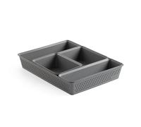 Tatay Cajas Organizadoras Bohol | Set de 4: A6 + A5 + A4 + Slim | Cestas Almacenaje Plastico | Diseño Minimalista Funcional | Orden Hogar y Oficina | Plástico Reciclado Libre de BPA, Gris