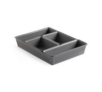 Tatay Cajas Organizadoras Bohol | Set de 5: 2xA6 + A5 + A4 + Slim | Cestas Almacenaje Plastico | Diseño Minimalista Funcional | Orden Hogar y Oficina | Plástico Reciclado Libre de BPA, Gris