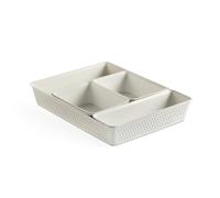 Tatay Cajas Organizadoras Bohol | Set de 5: 2xA6 + A5 + A4 + Slim | Cestas Almacenaje Plastico | Diseño Minimalista Funcional | Orden Hogar y Oficina | Plástico Reciclado Libre de BPA, Blanco