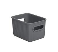 Tatay Cesta Almacenaje Plastico 1,5 L Baobab | Caja Organizadora | Asas Integradas | Diseño Compacto y Versátil | Plástico Libre de BPA | 12.5x16.4x10 cm, Gris