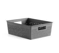 Tatay Cesta Almacenaje Plastico 12 L Bohol | Caja Organizadora | Ventilación Óptima | Sistema Modular Apilable | Asas Integradas | Plástico Reciclado Libre BPA | 30x39x13,5 cm, Gris