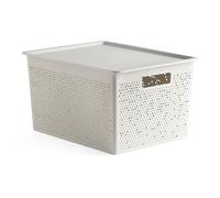 Tatay Cesta Almacenaje Plastico 20 L Bohol | Caja Organizadora con Tapa | Ventilación Óptima | Sistema Modular Apilable | Asas Integradas | Plástico Reciclado Libre BPA | 30x39x21,5 cm, Blanco