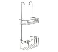 Tatay Colgador de ducha 2 alturas aluminio — Soporta 8 kg, sin taladro, drenaje (28×15,5×56 cm)