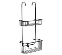 TATAY Colgador ducha 2 alturas aluminio – Montaje sin taladro, 8 kg – Negro 28x15,5x56 cm