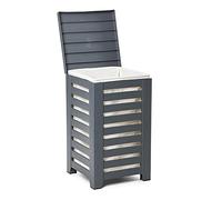 TATAY Cesta para Ropa 55 L 34x34x58 cm Cubo Plástico Efecto Madera | Cesta para Ropa | Polipropileno Resistente | Fácil Instalación | Fácil Montaje en 5 Minutos | Diseño Moderno y Elegante, Gris