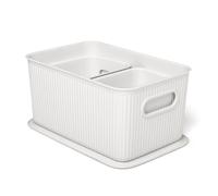 TATAY Cestas Almacenaje Baobab - Set de 3 - Tapa Incluida - Blanco White (White) 3 unidades - 1 de 5L & 2 de 1,5L