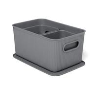 TATAY Cestas Almacenaje Baobab - Set de 3 - Tapa Incluida - Gris Gray (Gray) 3 unidades - 1 de 5L & 2 de 1,5L