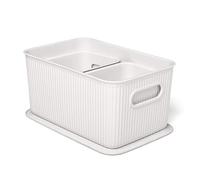 Tatay Cestas Almacenaje Plastico Baobab | Set de 3 Cajas Organizadoras con Tapa | Asas Integradas | Diseño Compacto y Versátil | Plástico Reciclado Libre de BPA | 18,7x27,8x13,3 cm, Blanco