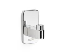 TATAY Colgador de baño Slim – Gancho de pared en acero inoxidable, doble fijación 3,5 x 4,5 x 6,5 cm