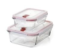 TATAY Cook & Eat - Set de 2 Recipientes de 0.64L y 1.5L en Vidrio Borosilicato. Aptos Horno