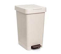 Tatay Cubo de basura cocina Smart 25L – Pedal, 100% plástico reciclado sin BPA, Ecohome Beige