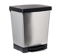 Tatay Cubo de basura de cocina Cubik Deco 21L - Pedal, interior y exterior, Gris Metalizado