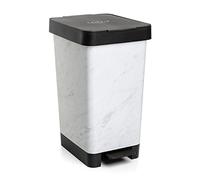 Tatay Cubo de Basura Smart Deco Apertura con Pedal Diseño Compacto | Cubo Basura | Capacidad 25 L | Medidas 26x36x47 cm | Sin BPA | Apto Bolsas de 30L | Uso Interior y Exterior, Mármol