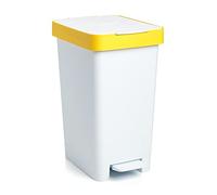Tatay Cubo de pedal Smart - 25 L, pedal retráctil, polipropileno, libre de BPA, Amarillo Reciclaje