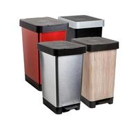 Tatay Cubo de Pedal Smart Retráctil 25L - Libre de BPA - Bolsa Basura 30L - Rojo Gris Negro - Ecológico - Medidas 26x36x47cm