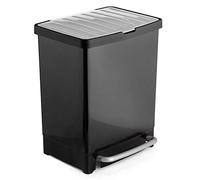Tatay Cubo de Reciclaje 25L con 33,5x31x42 cm 2 Compartimentos 17L 8L | Cubo Reciclaje 25L con | Capacidad 25 L | Apertura con Pedal | Plástico Resistente Libre de BPA | Apto Bolsas de 30L, Negro