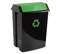 Tatay Cubo de Reciclaje 50L Tapa Basculante, Apto bolsas 30-50L, Anti-UV, Negro (Vidrio)