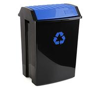 Tatay Cubo de reciclaje 50 L tapa basculante, interior/exterior, bolsas 30-50 L, libre de BPA, Negro