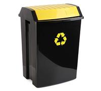 Tatay Cubo de reciclaje 50 L – Tapa basculante, uso interior/exterior, anti-UV, libre de BPA, negro