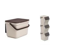TATAY Cubos de Basura para la Cocina | 1 Cubo Organico Smart 6L con Soporte y Tornillos + Set 3 Cubos de Basura Reciclaje Easy Waste 20L Ecohome | Diseño Compacto y Modular | Materiales Reciclados