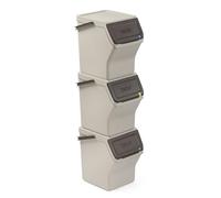 Tatay Cubos de Basura Set de 3 35x27x36 cm Diseño Apilable Diseño Modular | Cubos Basura | Capacidad 20 L | Tapa con Sistema Click | Asa de Transporte Integrada | Hecho de Material Reciclado, Ecohome