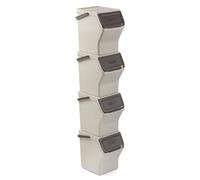 Tatay Cubos de Basura Reciclaje Easy Waste 20L | Set de 4 | Diseño Modular y Apilable | Tapa con Sistema Click | Asa de Transporte Integrada | Hecho de Material Reciclado | 35x27x36 cm - Ecohome