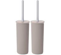 TATAY Escobilla WC | Diseño Compacto y Funcional | Escobillas de Baño de Plástico Libre de BPA | Fabricada en España | 9.5 x 9.5 x 39.5 cm - Colección Baobab - Taupe (Paquete de 2)