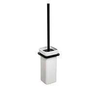 TATAY Escobilla WC sin Taladro | Sistema Glue Fix o Tornillos Incluidos | Aluminio Resistente | Escobillas de Baño Funcionales y Compactas | 12 x 12 x 38 cm - Colección Onyx - Blanco y Negro