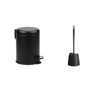 Tatay Escobilla WC Polipropileno Resistente Apertura con Pedal | Escobilla WC | Capacidad 5 L | Medidas 29x22x27 cm | Acero Inoxidable | Apertura con Pedal | Papelera Baño, Negro + Blanco