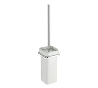 TATAY Escobilla WC sin Taladro | Sistema Glue Fix o Tornillos Incluidos | Ceramica y Aluminio Resistente | Escobillas de Baño Funcionales y Compactas | 9 x 10,5 x 41 cm - Colección Flat - Blanco