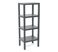 Tatay Estante de Baño Lombok Resiste Humedad Ideal Interior y Exterior | Estante Baño | Quick Fix | Fijación con Tornillos | Estanteria Baño de 4 Alturas | Peso hasta 40kg | Y Compatible, Gris