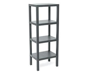 Tatay Estante de Baño Lombok Resiste Humedad Ideal Interior y Exterior | Estante Baño | Quick Fix | Fijación con Tornillos | Estanteria Baño de 4 Alturas | Peso hasta 40kg | Y Compatible, Gris