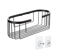 Tatay Estante de Ducha Sin Taladro Ovalado | Incluye Sitema de Fijación (Quick Fix) | Resistencia de hasta 5kg | Aluminio 100% Inoxidable | Cesta Ducha para Ordenación - 12 x 11,5 x 30 cm - Negro