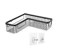 Tatay Estante de Ducha Sin Taladro Reclangular Rinconero | Incluye Sitema de Fijación (Quick Fix) | Resiste hasta 5kg | Aluminio 100% Inoxidable | Cesta Ducha Organizador - 30 x 8,5 x 30 cm - Negro