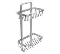 TATAY Estanteria Ducha Aluminio 2 Alturas Rectangular | Incluye Tornillos | Compatible Sistema Sin Taladro (Quick Fix) | Resiste Humedad y Corrosión | Fácil Drenaje | 20,5 x 10,5 x 38,5cm - Modelo Ice