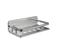 TATAY Estanteria Ducha Sin Taladro Rectangular Aluminio | Incluye Tornillos y Sistema Fijación Quick Fix | Resistencia Humedad | Moderno | Fácil Drenaje | 10 x 5,5 x 20 cm - Modelo Serenity - Plateado