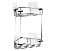 Tatay Estanteria Ducha Sin Taladro 2 Alturas Latón | Incluye Tornillos y Sistema Fijación Quick Fix | Soporta 10 kg | Resiste Humedad | Fácil Drenaje | 17,5 x 17,5 x 26,5 cm - Modelo Krom