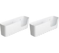 Tatay Estanteria Ducha Sin Taladro Rectangular | Incluye Ventosas | Soporta 2,5 kg | Polipropileno Resiste Humedad | Medida Grande | 30 x 8,5 x 11 cm - Modelo Standard - Blanco (Paquete de 2)