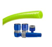 TATAY Kit Manguera de jardin Green Line 25 metros Ø5/8" 15mm, de 3 Capas, Hecha en España, Resistencia 21 bares y +60°/-20°, Trenzado, Libre de Cadmio y Plomo, Libre de BPA, Anti-UV, Color Verde