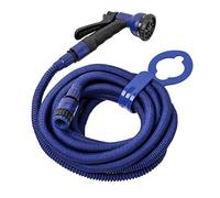 Tatay Kit manguera extensible Superflex 15 m, ligera, pistola 8 posiciones, conector universal, azul