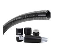 TATAY Kit Manguera Jardín Premium 15 m Ø5/8" 15mm Anti-UV Hecho en España | Kit Manguera | Resiste 39 Bares | Rango +60°/-20° | Sin Cadmio/Plomo | Sin BPA | 4 Capas | Y +60°/-20° Tricotado, Negro
